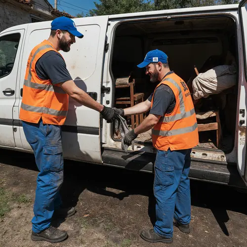 Извозване на старо бюро директно от стаята до микробуса и на депо